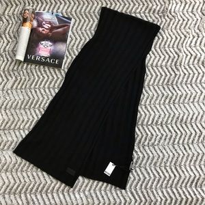 Moschino Larioseta leather Logo wool Black Scarf